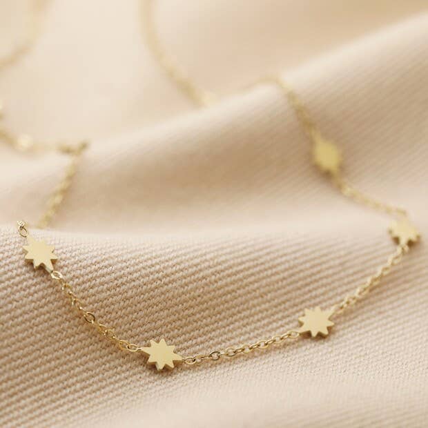Long Starry Necklace in Gold