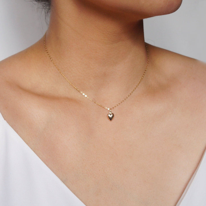 Tiny 14K Gold Fill Heart Necklace - 18” chain