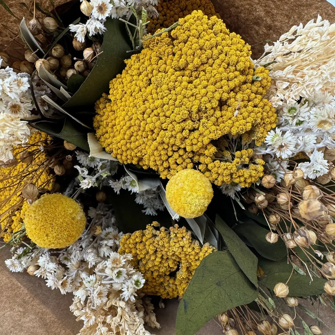Yellow Yarrow & Grain Dried Flower Bouquet