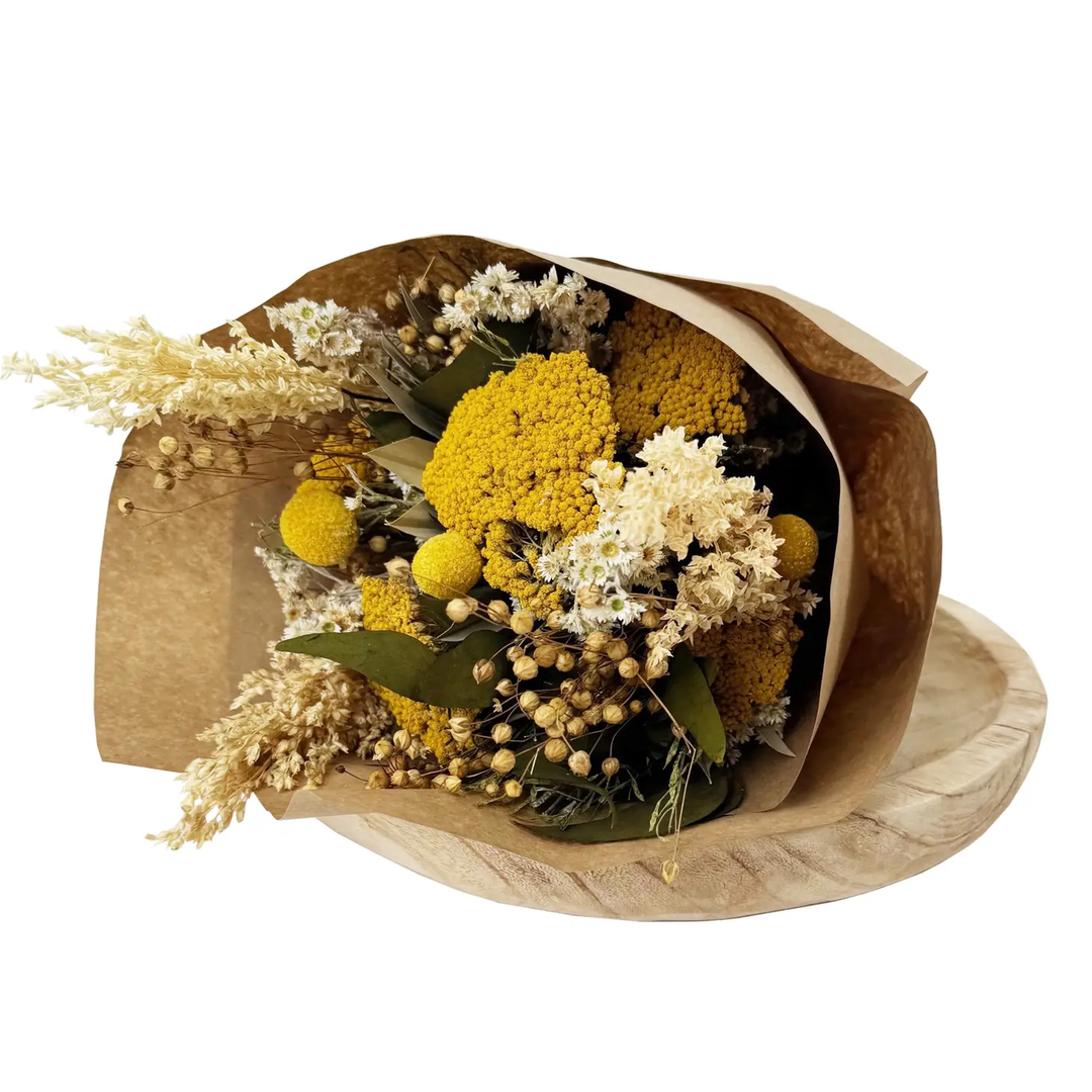 Yellow Yarrow & Grain Dried Flower Bouquet