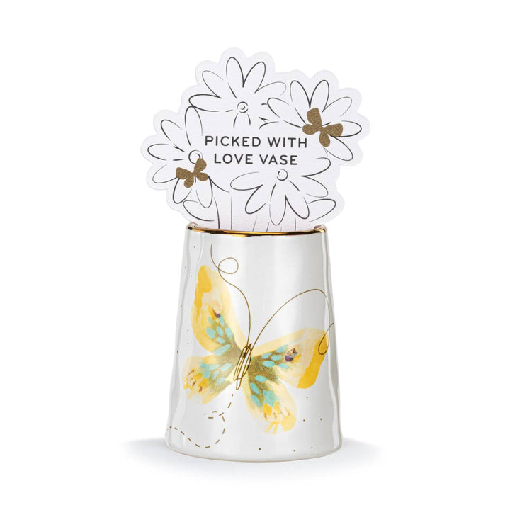 Yellow & Blue Butterfly Picked With Love Vase - 2x3in