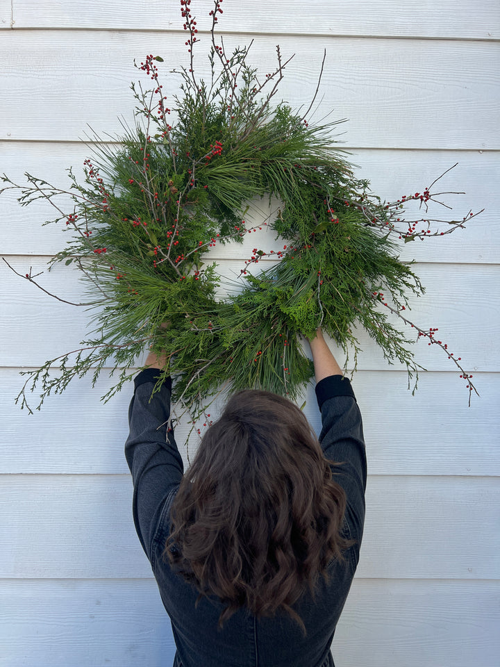 Fresh Mixed Green Winter Wreath