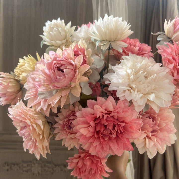 Faux Silk Dahlia Flower Spray, Fall Dahlias