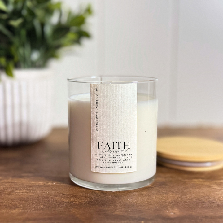 Faith | Lily & Bergamot | 9 oz. Clear Jar Soy Candle