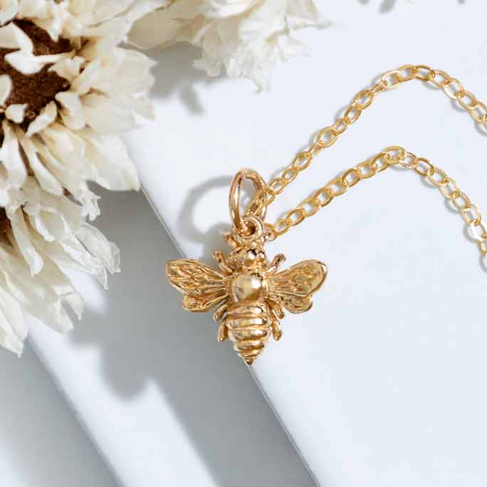 Sterling Silver or Bronze Bee Necklace