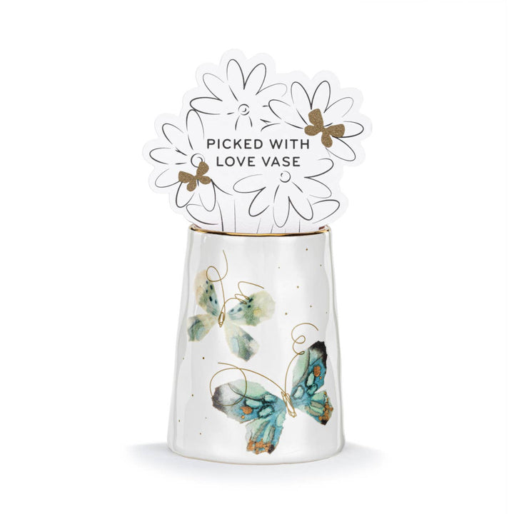 Light Blue Duo Butterfly Picked With Love Vase - 2x3in