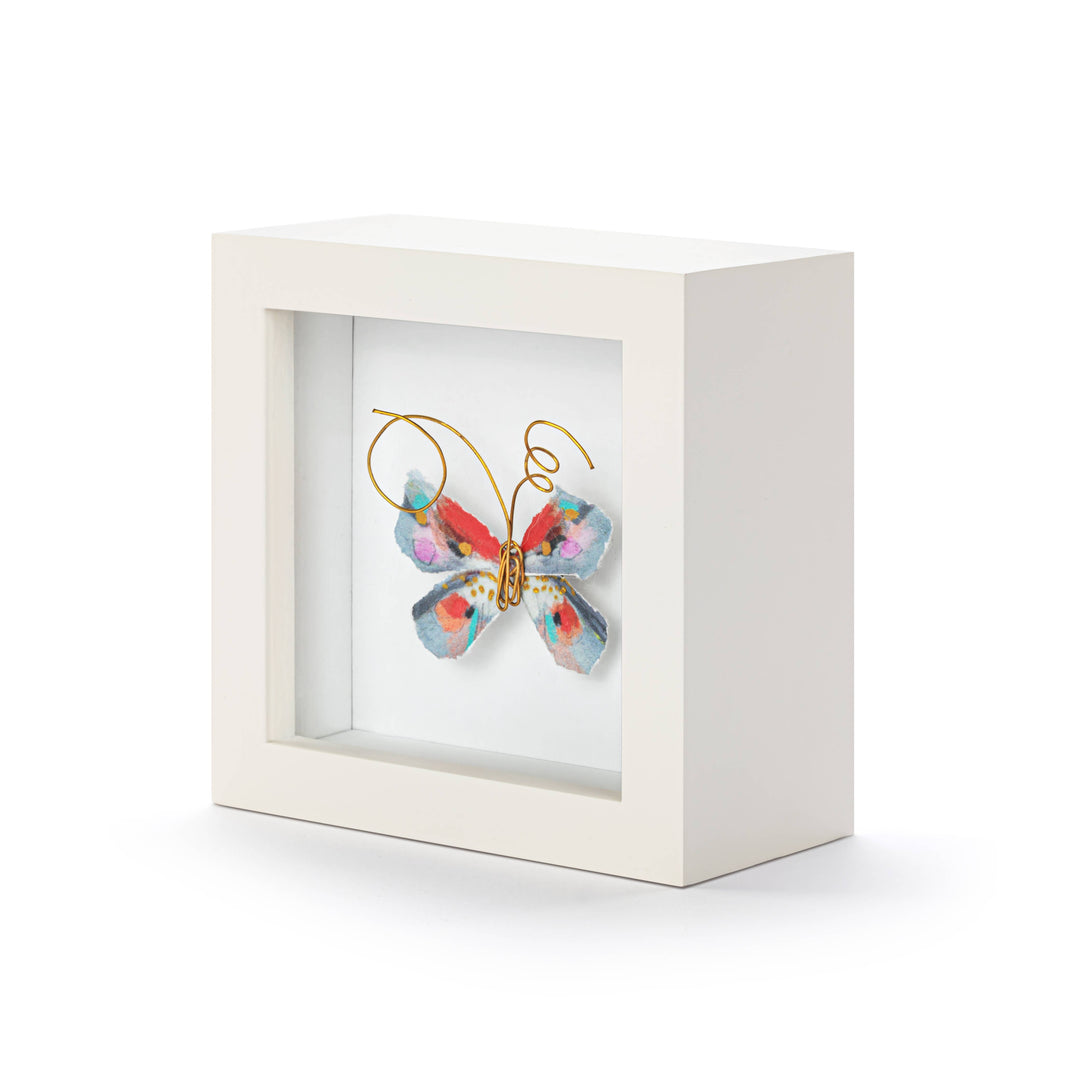 One of a Kind Red & Blue Multi Butterfly Shadow Box - 4in