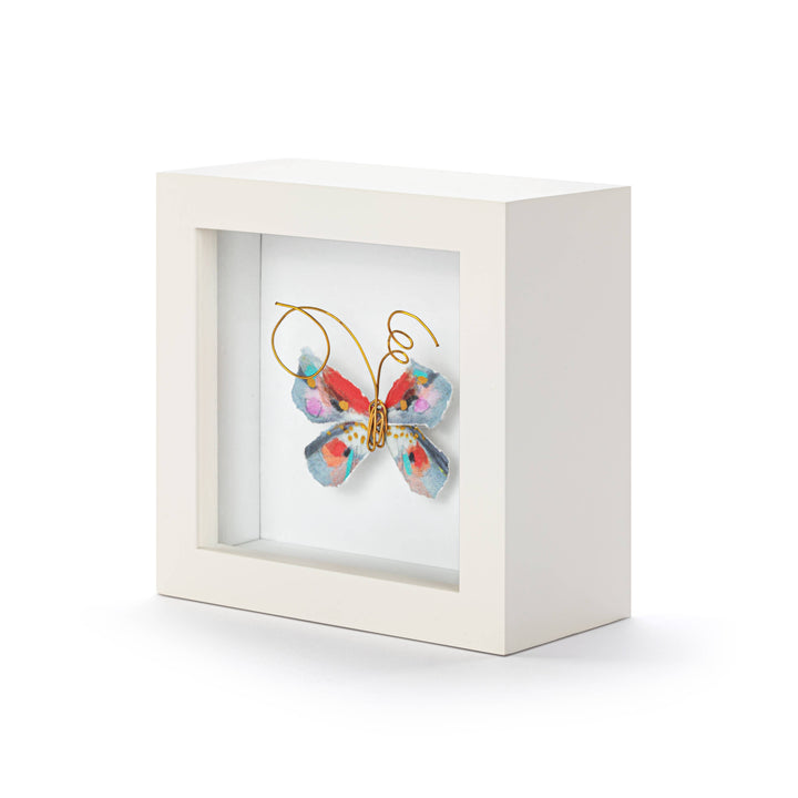 One of a Kind Red & Blue Multi Butterfly Shadow Box - 4in