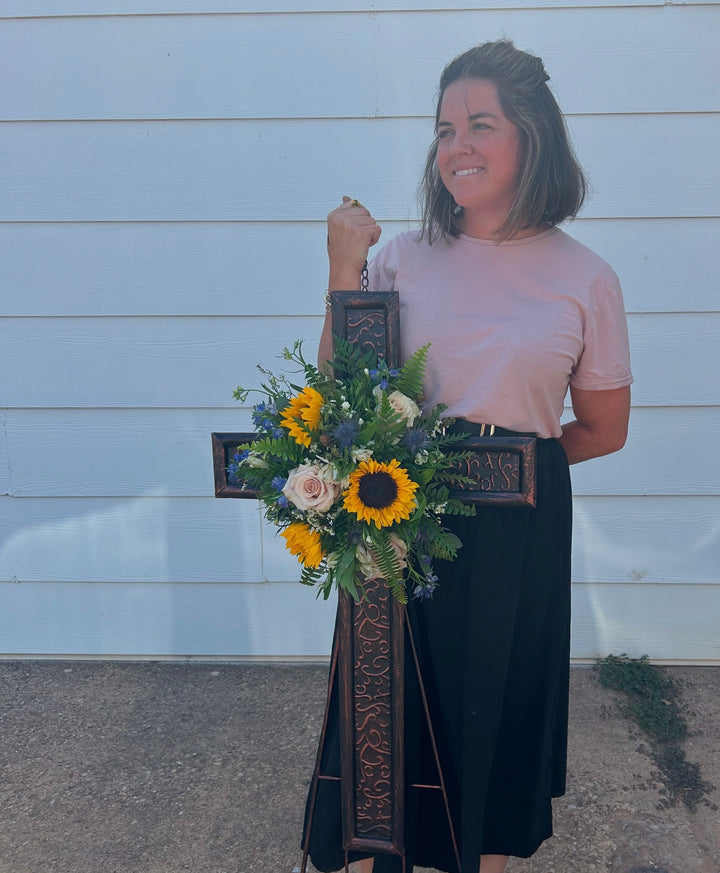 Metal Keepsake Floral Cross