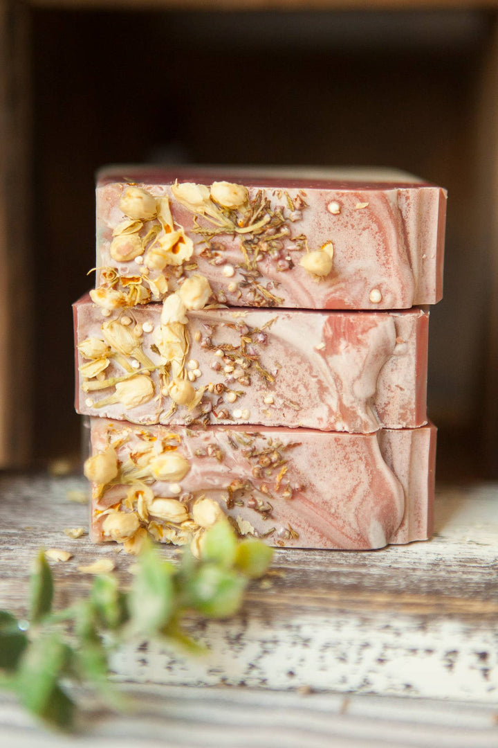 Peony & Amberwood Artisan Bar Soap, Luxury Shea Butter Soap