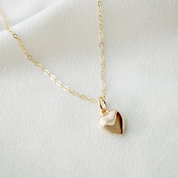 Tiny 14K Gold Fill Heart Necklace - 18” chain