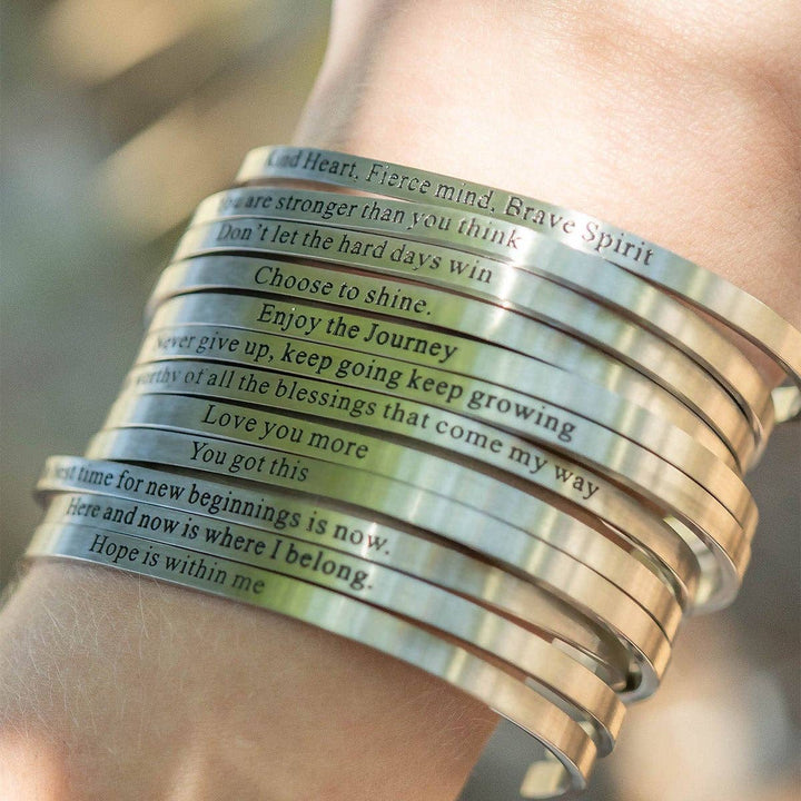 18K Gold PVD You are Loved Engraved Bangle Bracelet