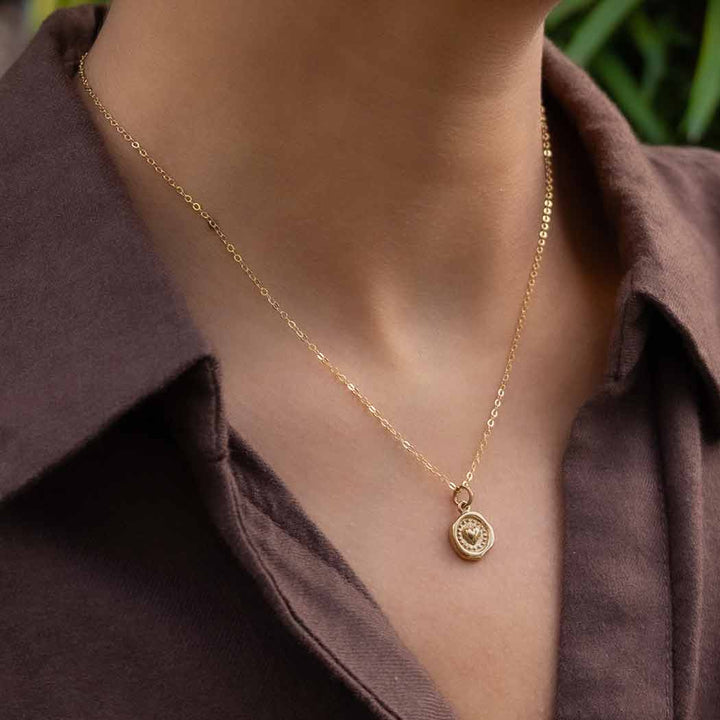 Sterling Silver Wax Seal Heart Necklace