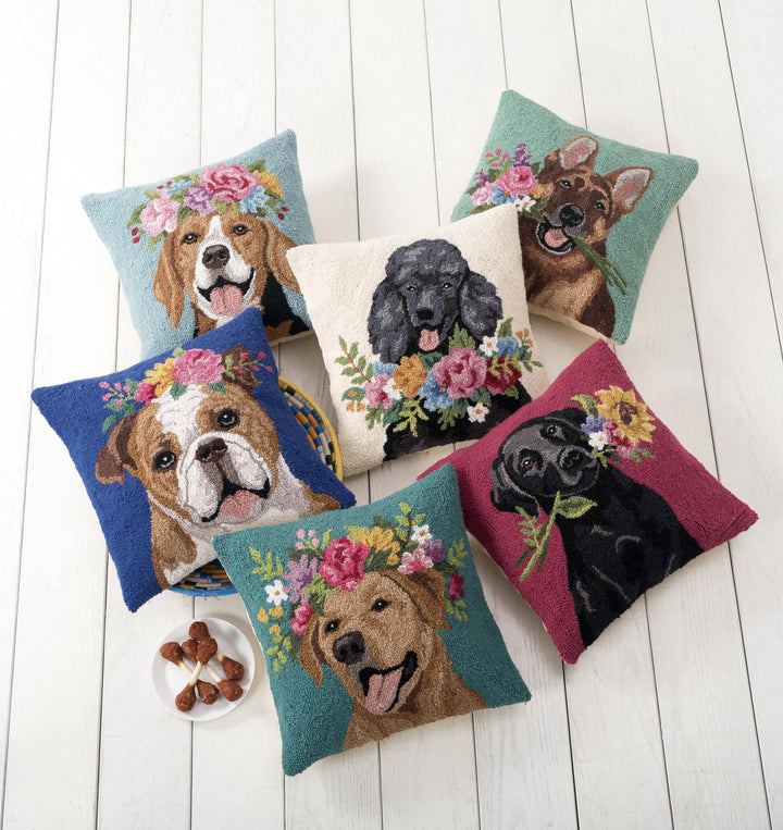 Floral Bulldog Hook Pillow