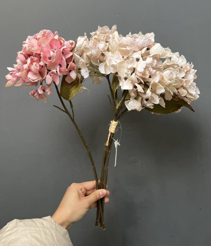 Faux Autunm Hydrangea Flower Bunchs, 3 Flowers/3 Stems