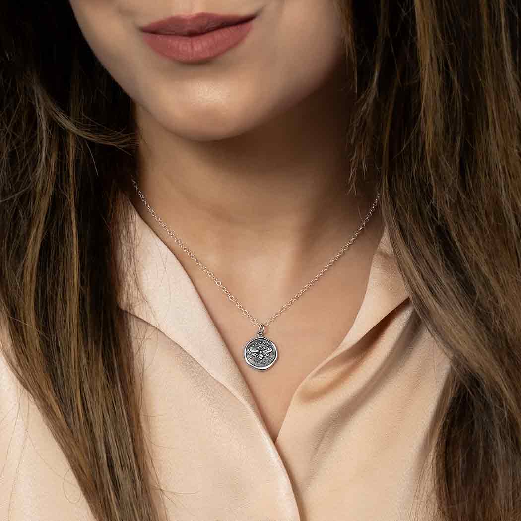Sterling Silver Wax Seal Bee Necklace