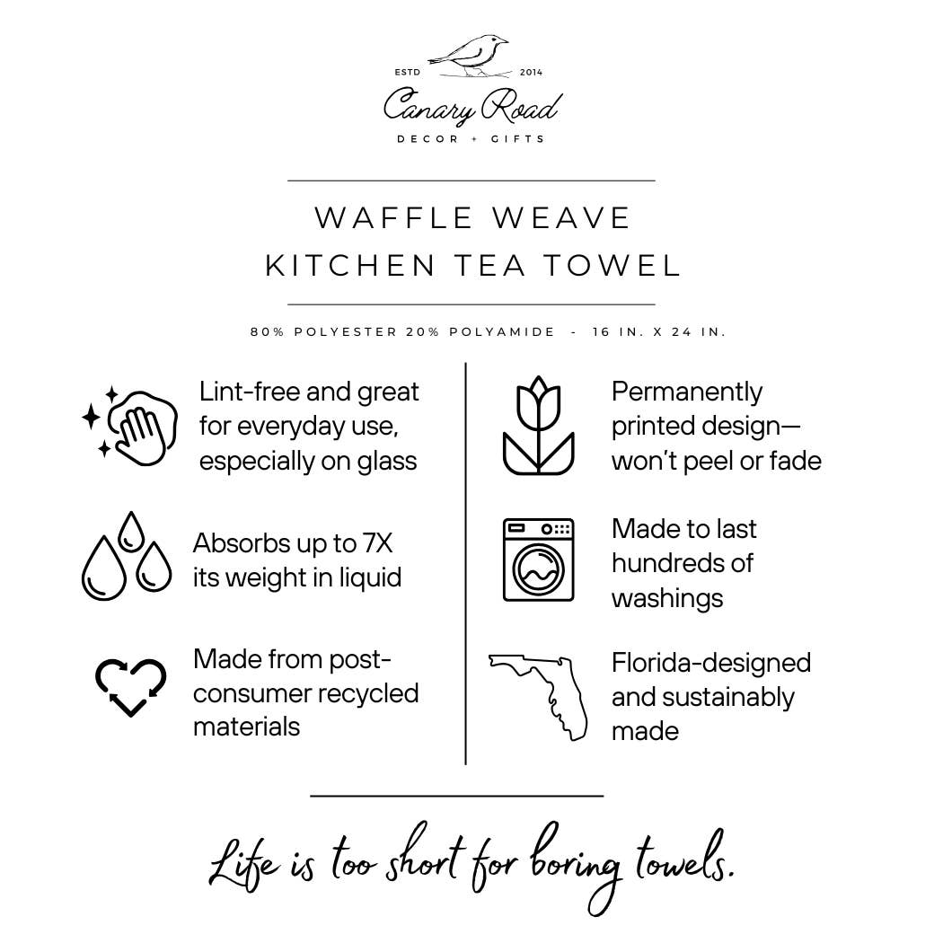 Valentine Heart Rustic Kitchen Towel Waffle Baking Farmhouse