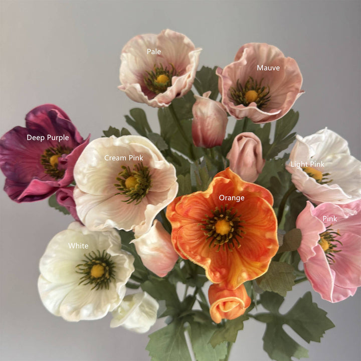 20''T PU Soft Touch Faux Anemone Flower, Sinlge Stem Anemone