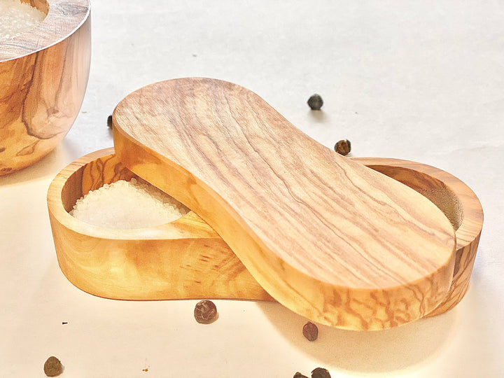 Olive Wood Salt & Pepper Keeper