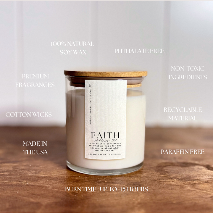 Faith | Lily & Bergamot | 9 oz. Clear Jar Soy Candle