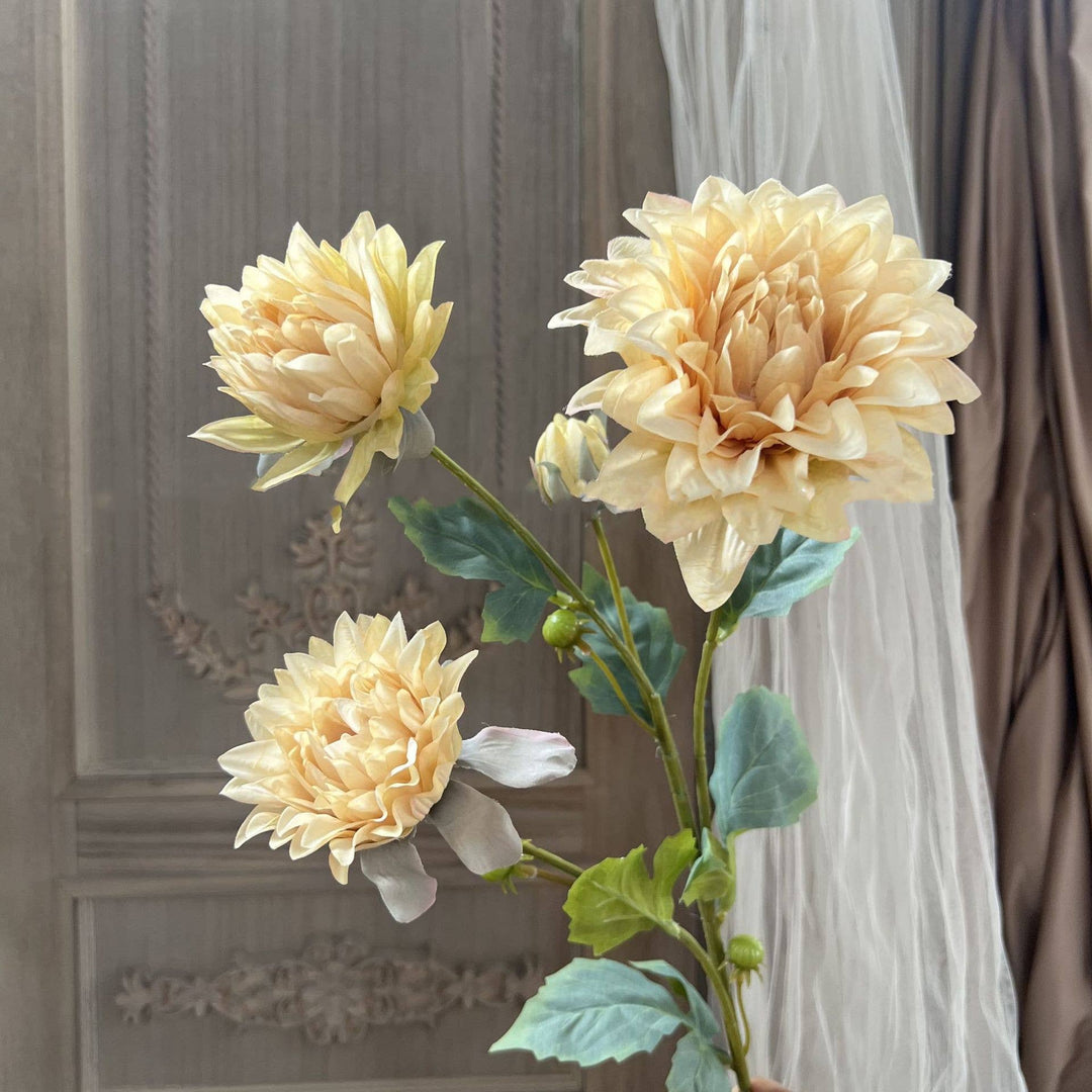 Faux Silk Dahlia Flower Spray, Fall Dahlias