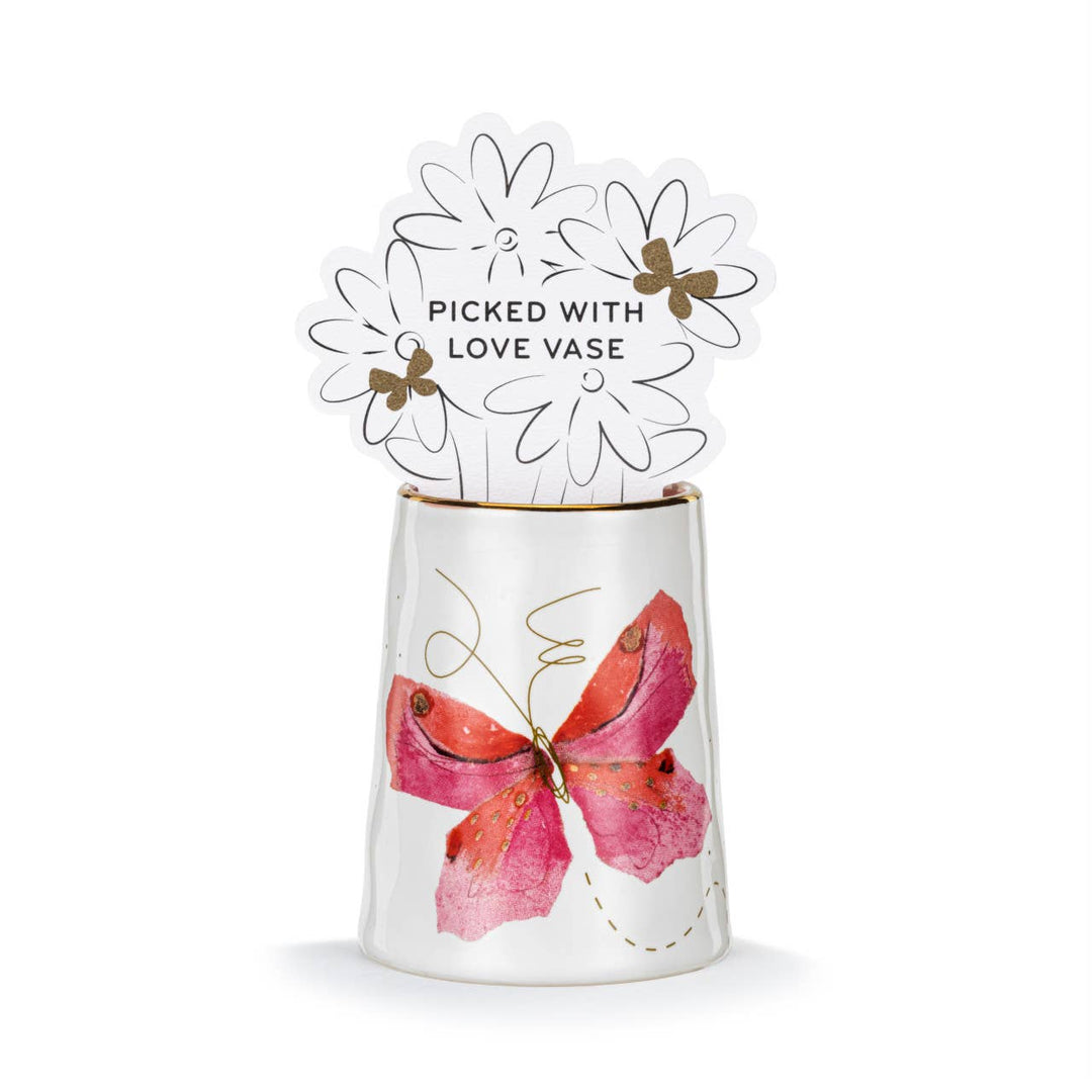 Pink Butterfly Picked With Love Vase - 2x3in