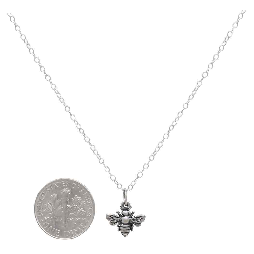 Sterling Silver or Bronze Bee Necklace