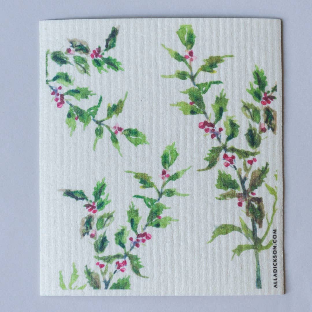Christmas Dishcloth Holly Dishcloth Christmas Holly