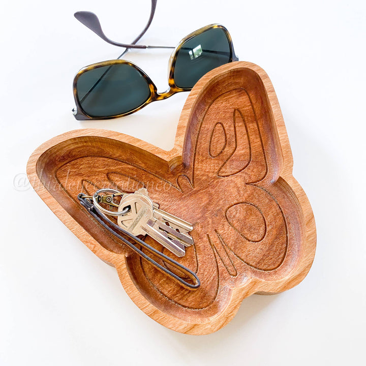 Hardwood Butterfly Tray, Trinket Dish, Nursery Decor
