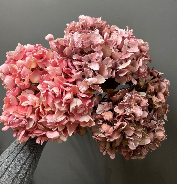 Faux Autunm Hydrangea Flower Bunchs, 3 Flowers/3 Stems