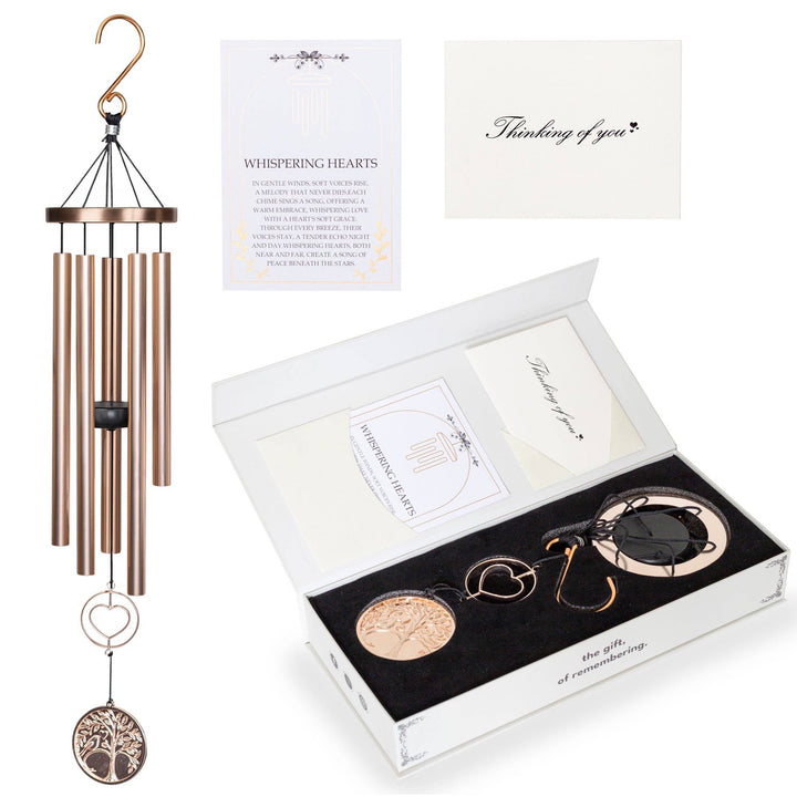 30” Wind Chime – Whispering Hearts™ Collection – Platinum Rose