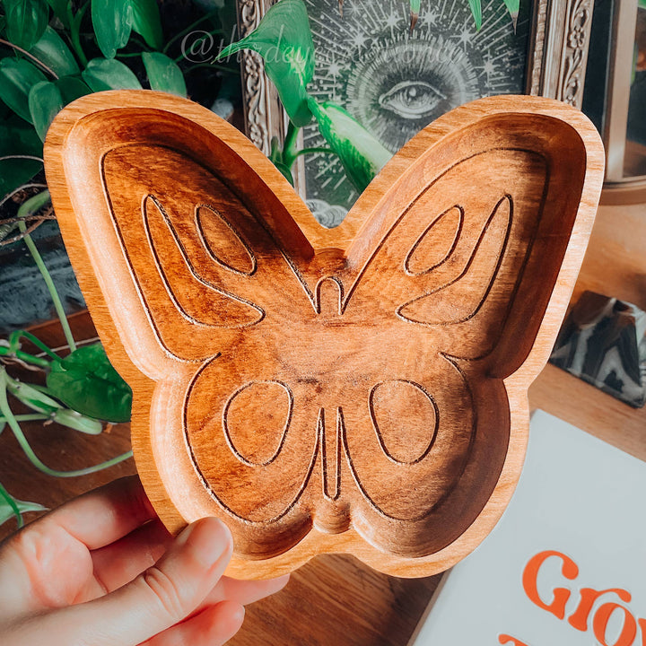 Hardwood Butterfly Tray, Trinket Dish, Nursery Decor