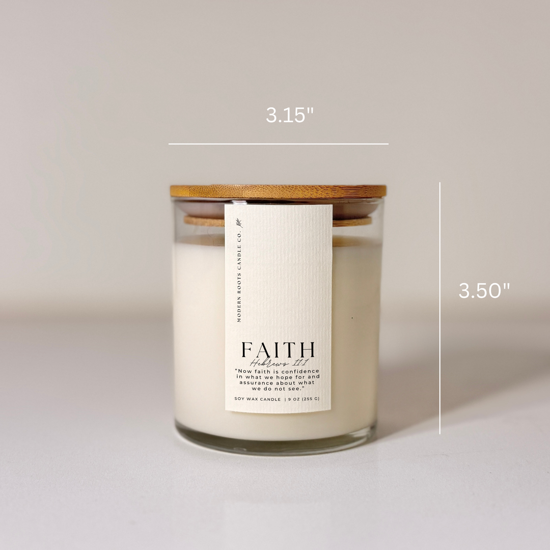 Faith | Lily & Bergamot | 9 oz. Clear Jar Soy Candle