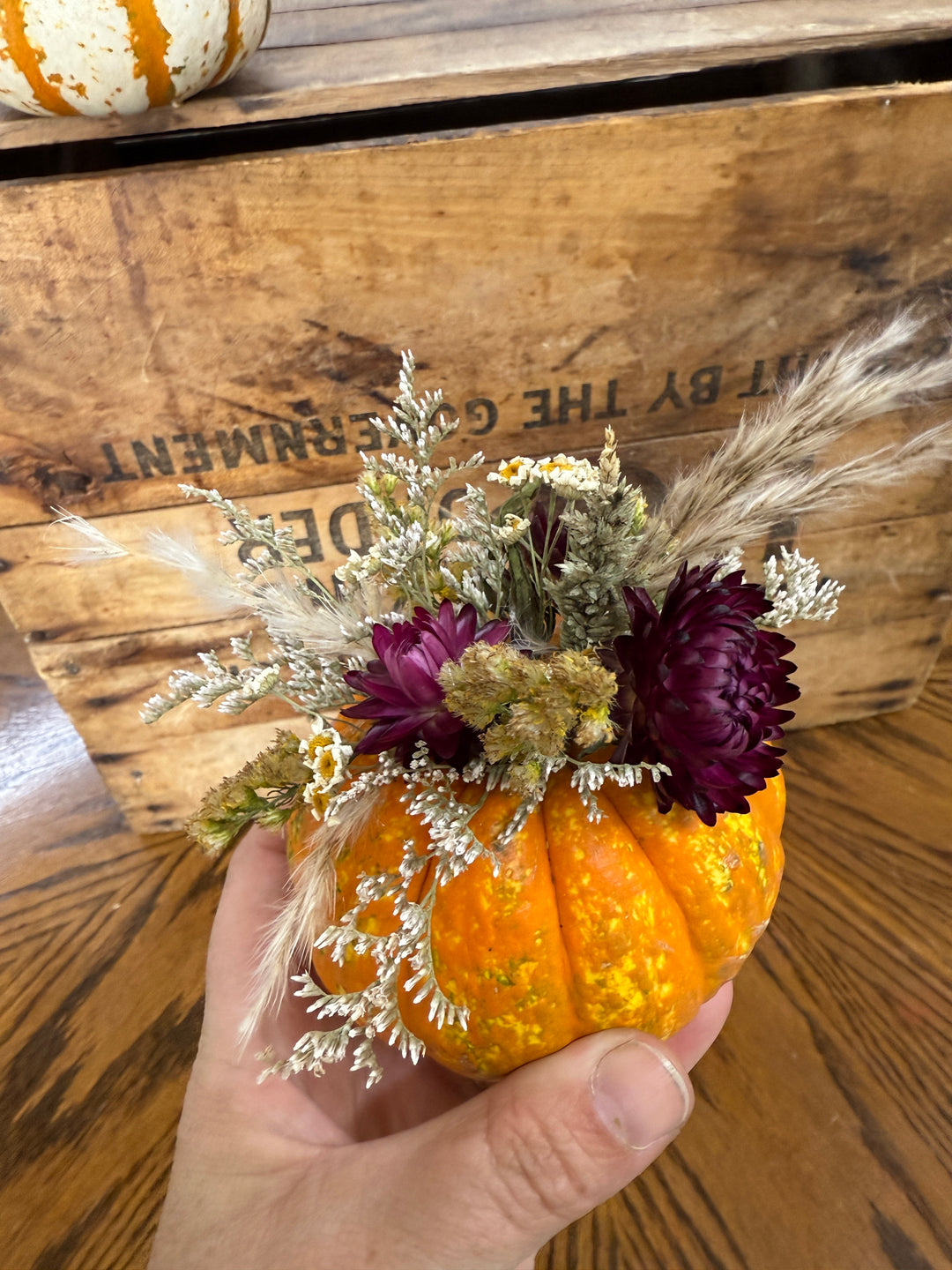 Dried Flower Pumpkin Centerpieces