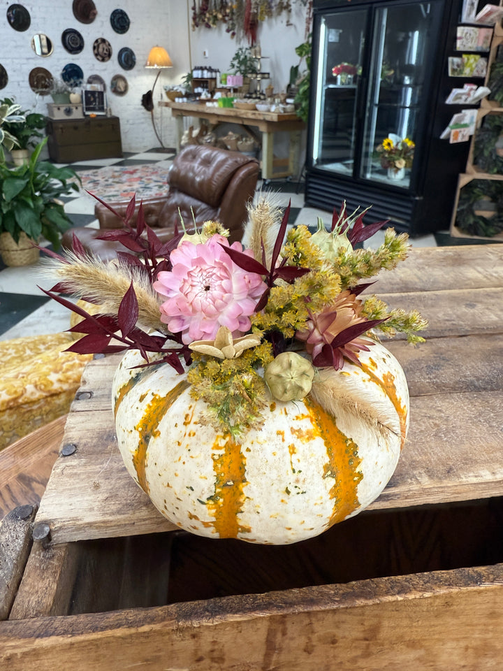 Dried Flower Pumpkin Centerpieces