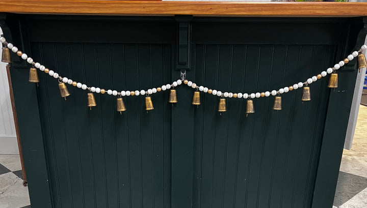 White and Gold Beaded Bell Garland