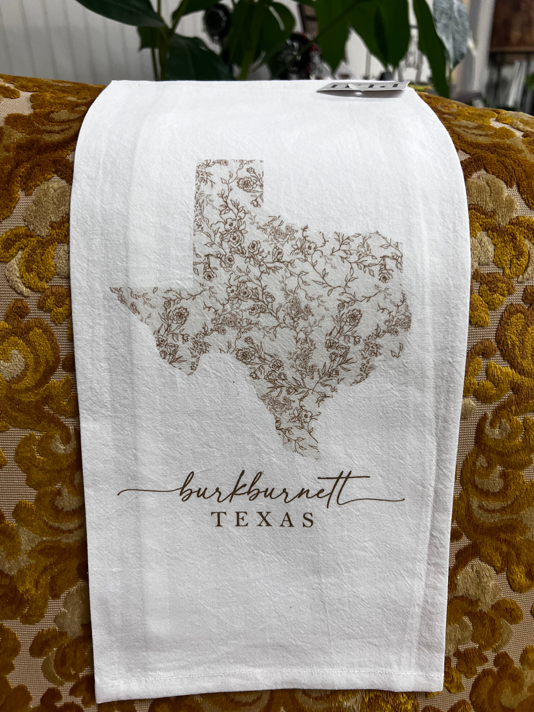 Burkburnett Vintage Floral State Custom Tea Towel