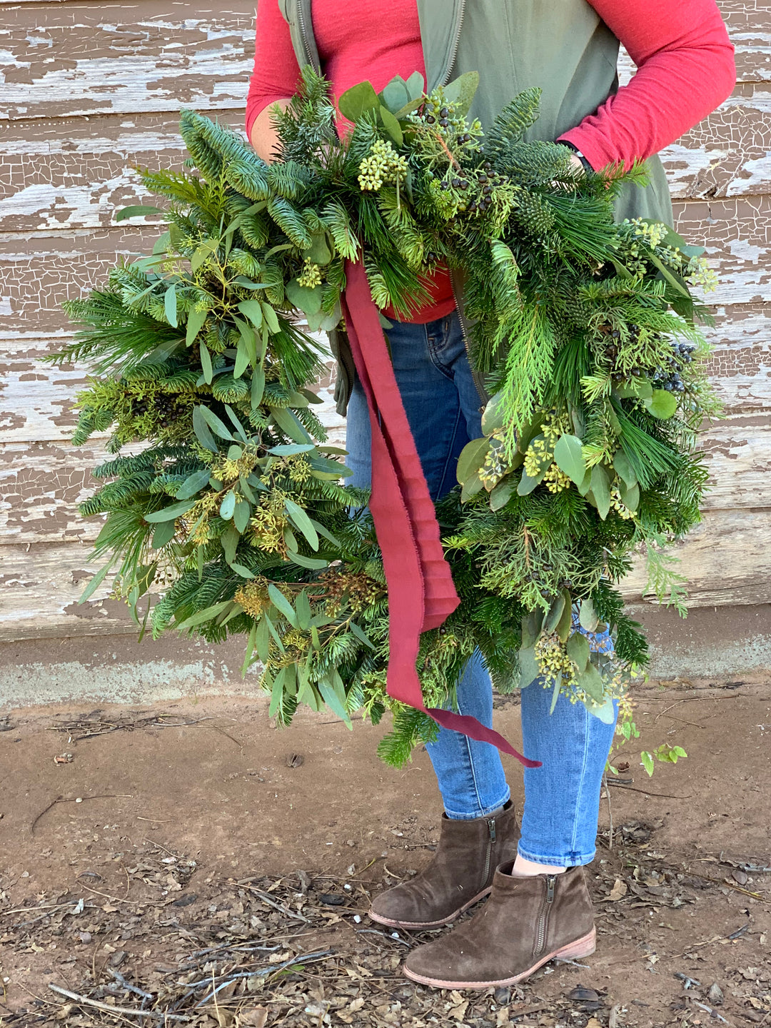 Fresh Mixed Green Winter Wreath