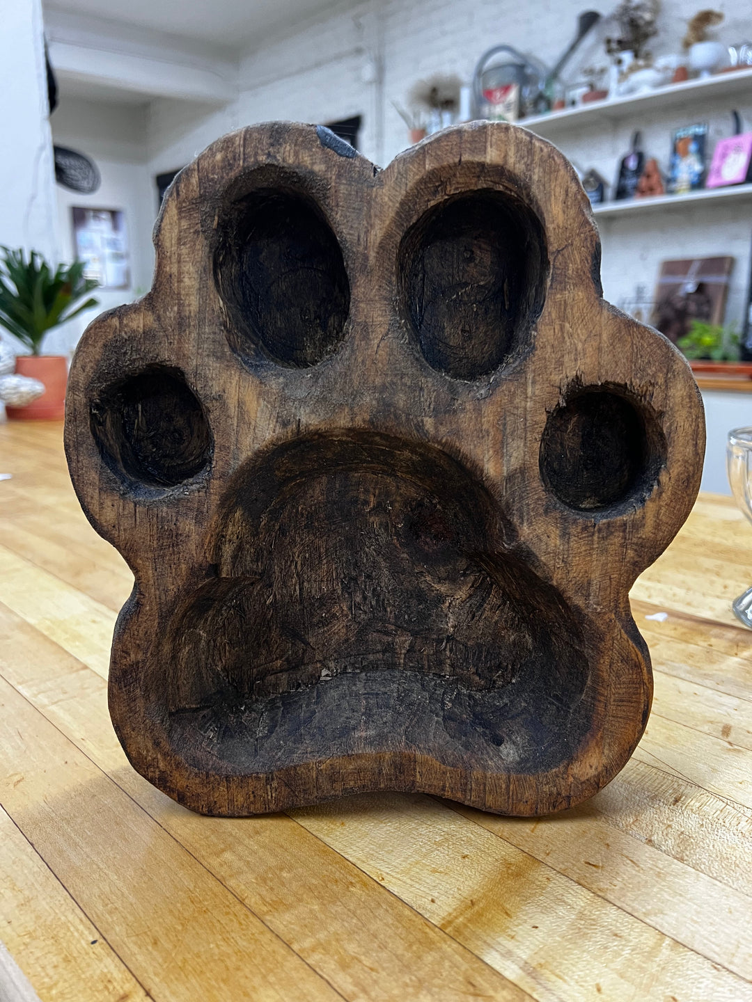 Bulldog Paw Wooden Bowl