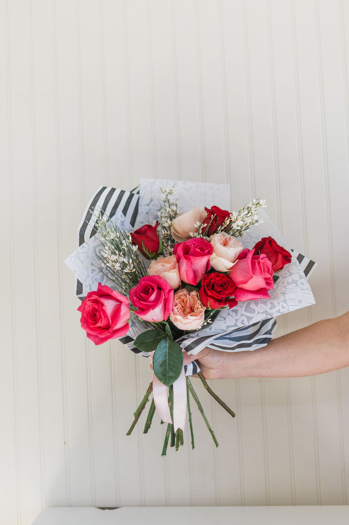 Dozen Rose Hand Tied Bouquet