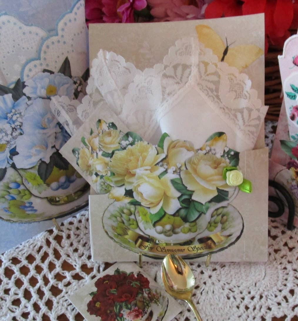 Keepsake Teacup Hankie Cards