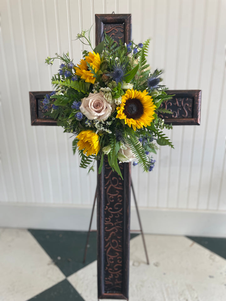 Metal Keepsake Floral Cross