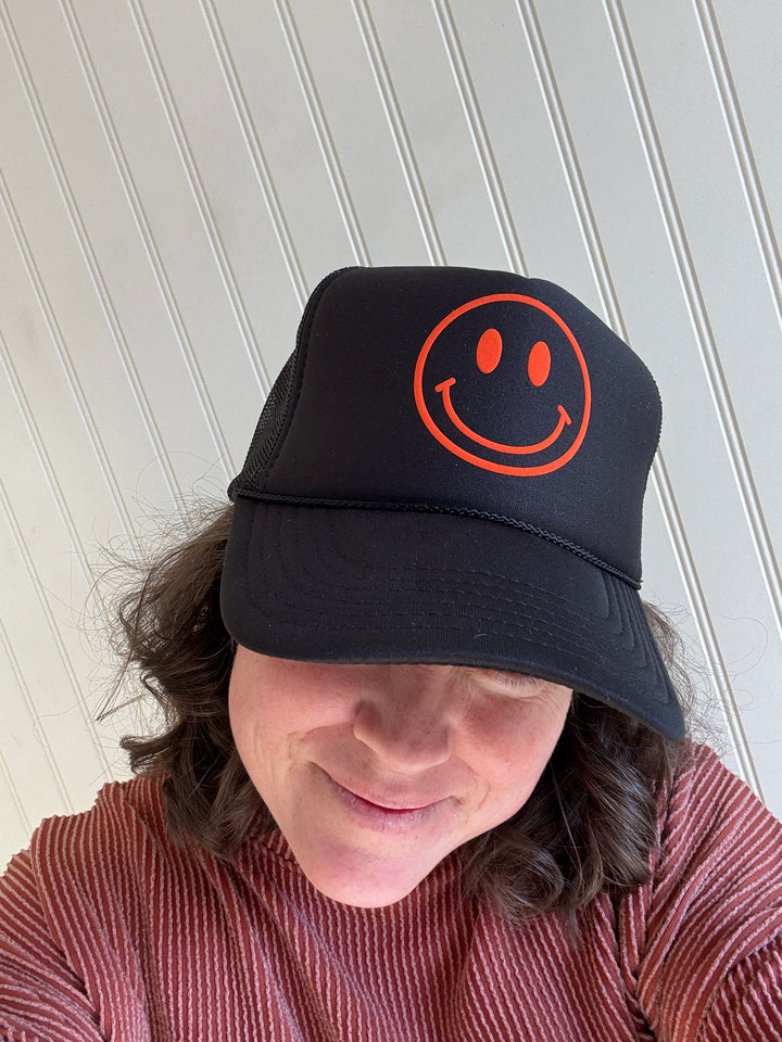 Smiley Hat - Orange and Black