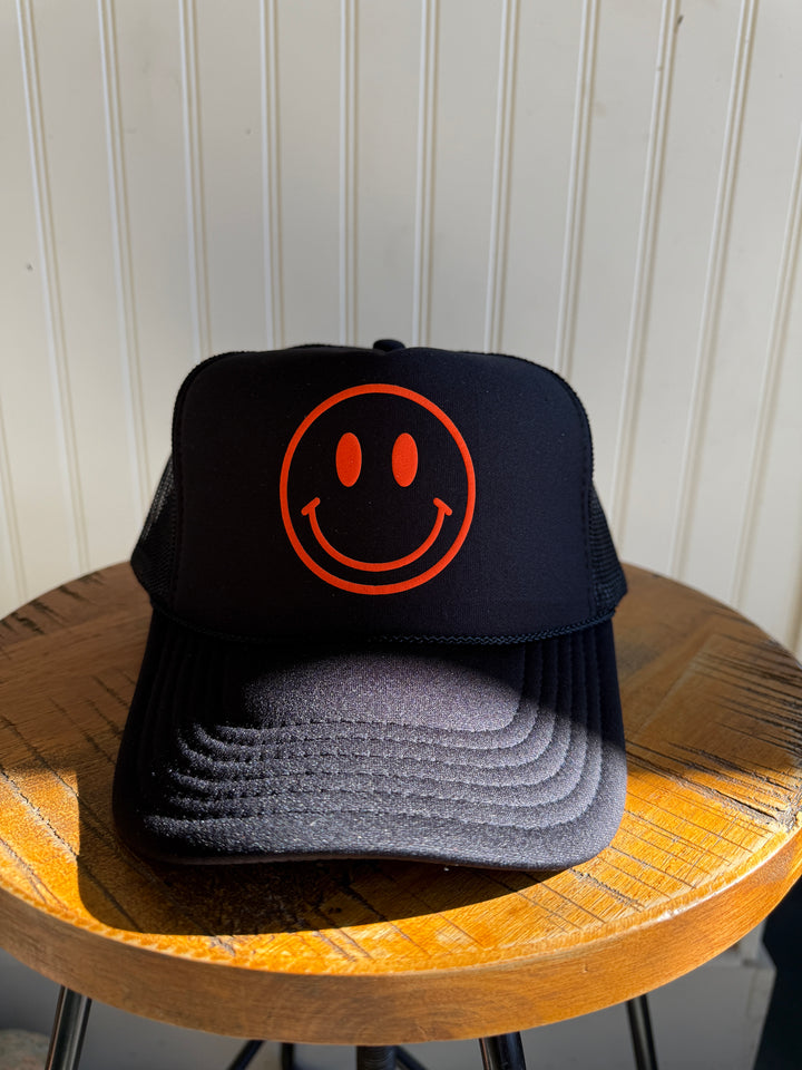 Smiley Hat - Orange and Black