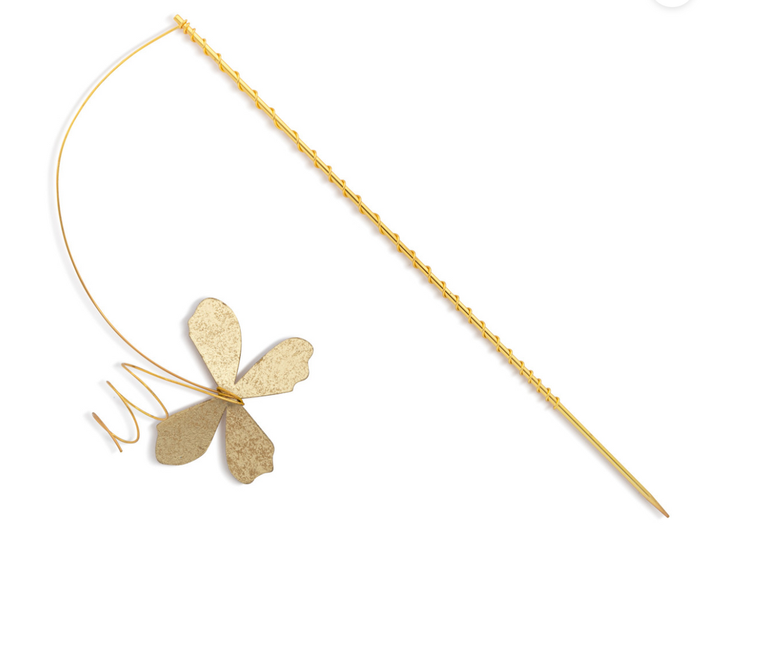 Gold Metal Butterfly Floral Pick - 12in