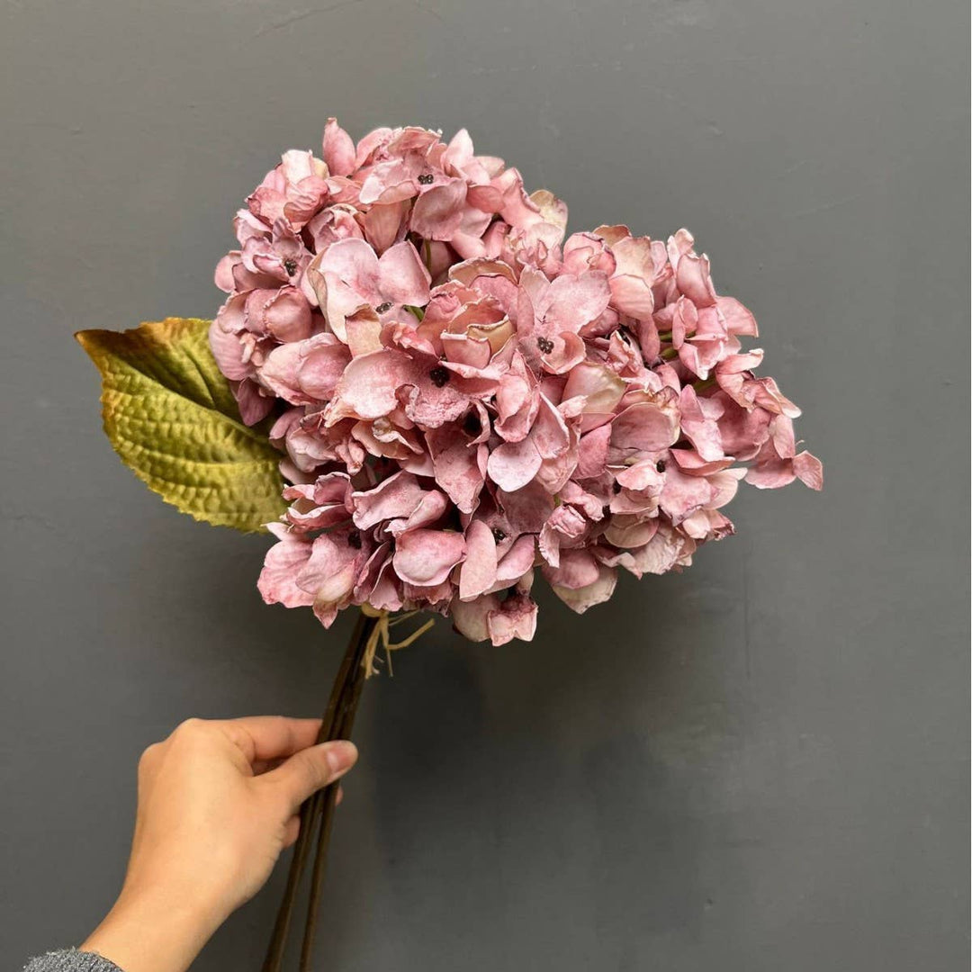 Faux Autunm Hydrangea Flower Bunchs, 3 Flowers/3 Stems