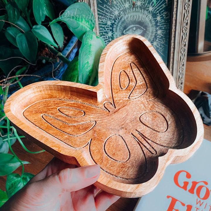 Hardwood Butterfly Tray, Trinket Dish, Nursery Decor
