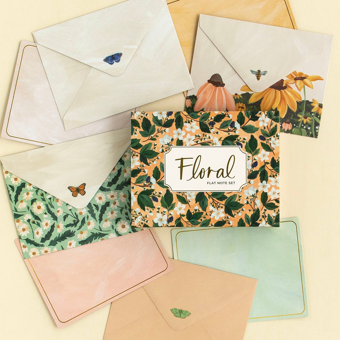 Floral Envelope Flat Note Set