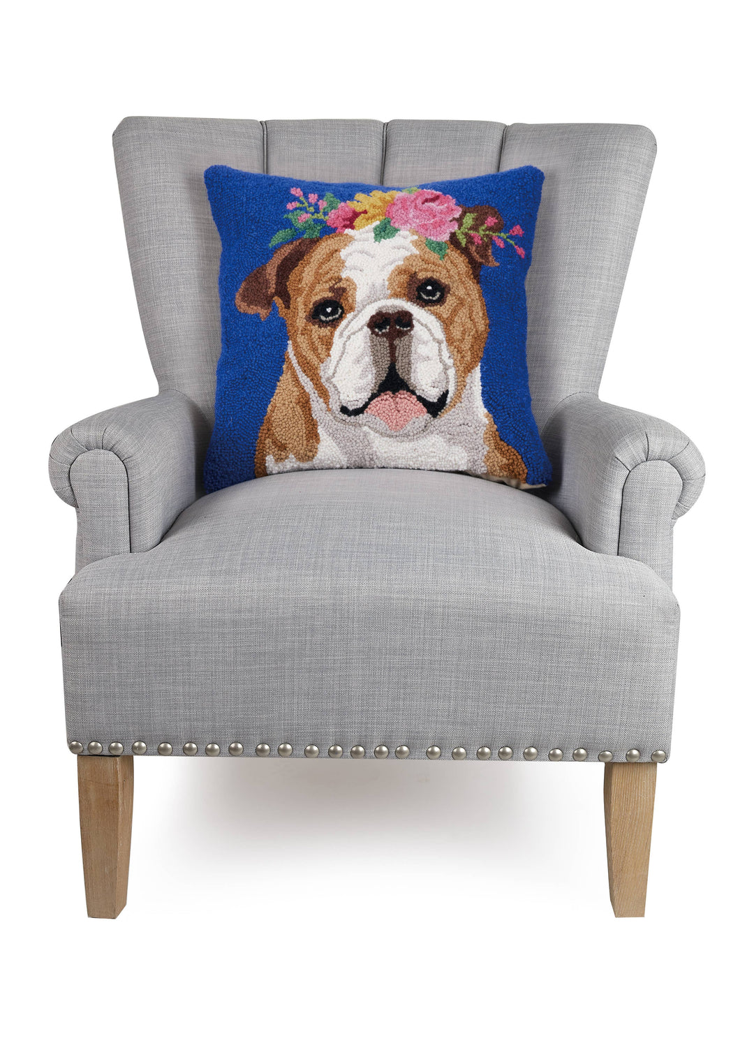 Floral Bulldog Hook Pillow