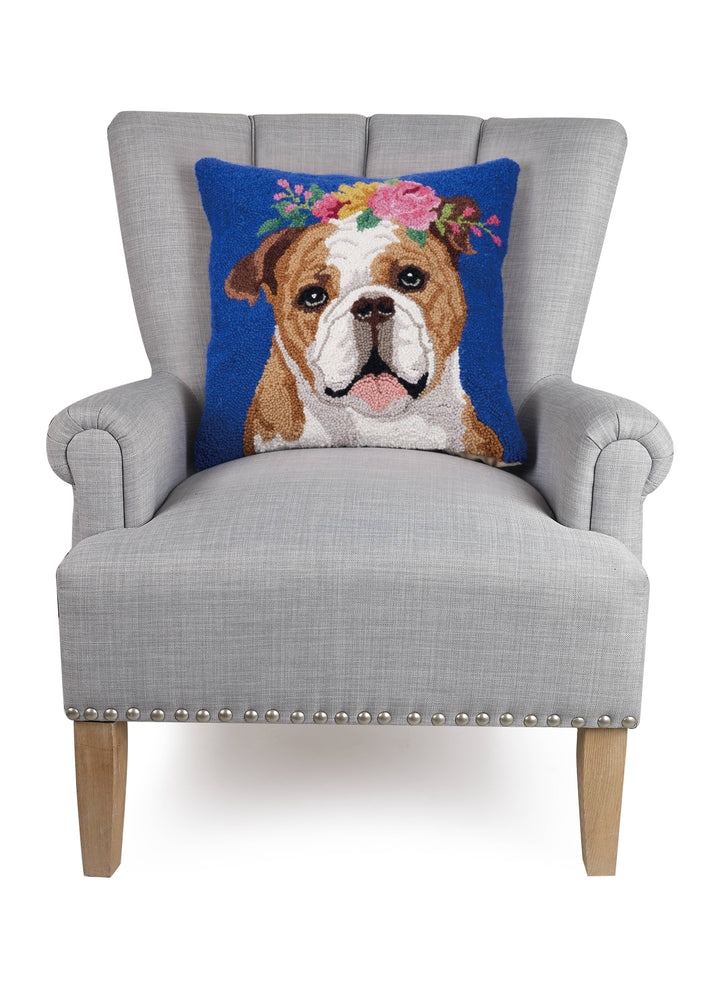 Floral Bulldog Hook Pillow